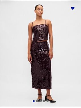 Sequin Maxi Skirt in Deep Plum